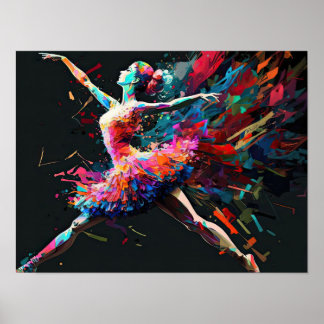 Surreal Colour Splash Dancing Ballerina Poster