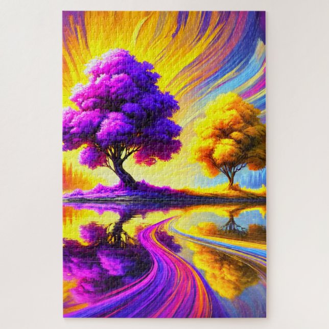Surreal Colourful Tree Landscape Jigsaw Puzzle (Vertical)