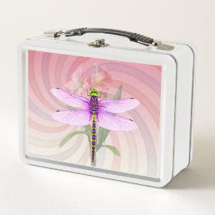 Surreal “Cool 60’s Theme Dragon Fly” Metal Lunch Box