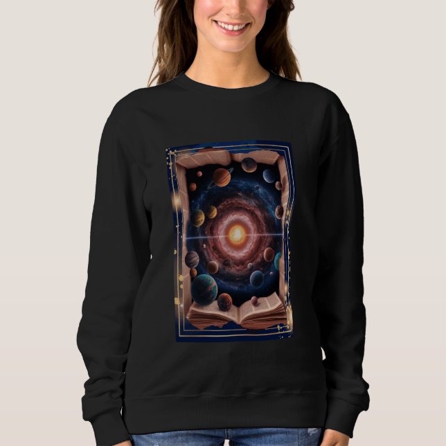 Surreal Cosmic Galaxy Book Fantasy Alien Worlds St Sweatshirt (Front)