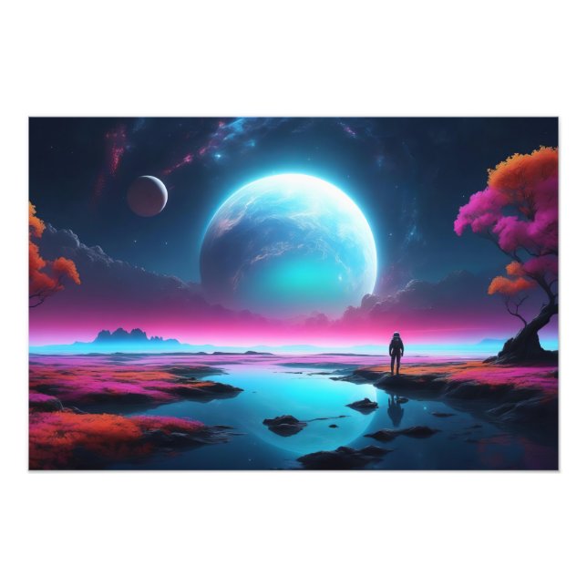 Surreal Cosmic Landscape Fantasy Astronaut Photo Print (Front)
