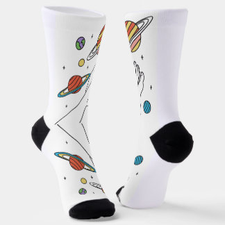 Surreal Cosmic Leg & Planets Socks