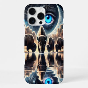 Surreal Cosmic Scene of Bison Buffalo Reflections iPhone 16 Pro Max Case