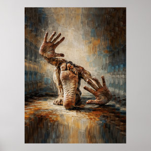 Surreal Crawling Hands and Feet Expressive Poster