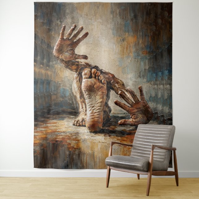 Surreal Crawling Hands and Feet Expressive  Tapestry (In Situ)