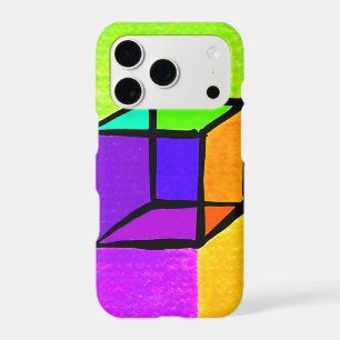 Surreal Cube. Geometric Retro Style Design. 70's.