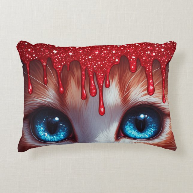 Surreal Cute Big Blue Eyes Decorative Cushion (Front)