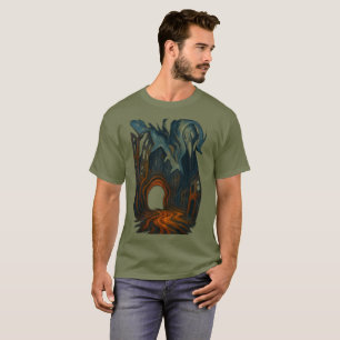 Surreal Dark Cityscape Art Ghostly Figure Painting T-Shirt