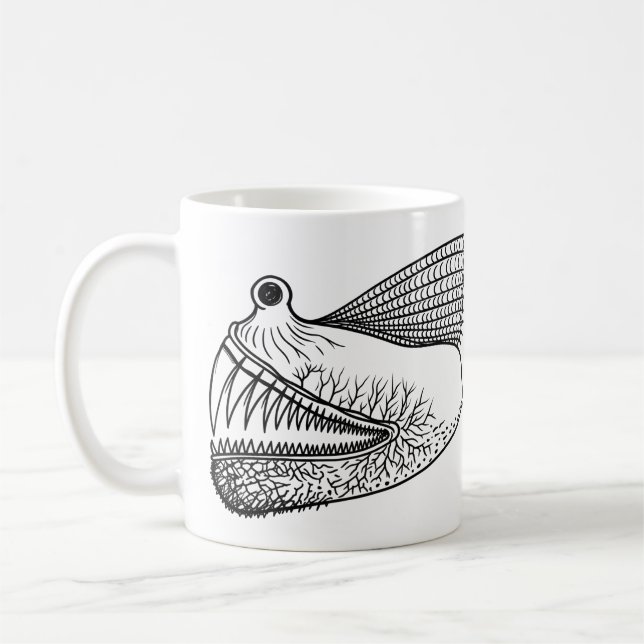 Surreal Deep Sea Creature – Weird Black Ink Monste Coffee Mug (Left)