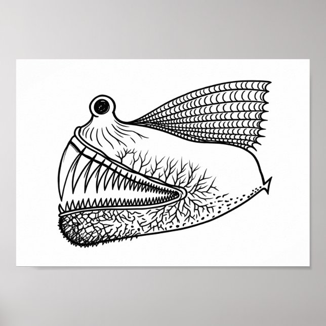 Surreal Deep Sea Creature – Weird Black Ink Monste Poster (Front)