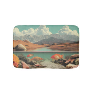 Surreal Desert and Lake with Goldfish Bath Mat