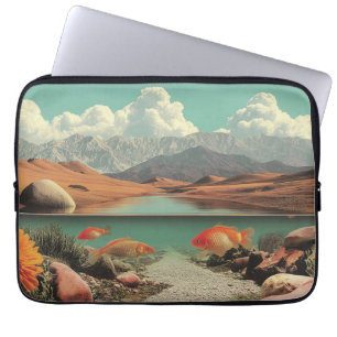 Surreal Desert and Lake with Goldfish Laptop Sleeve
