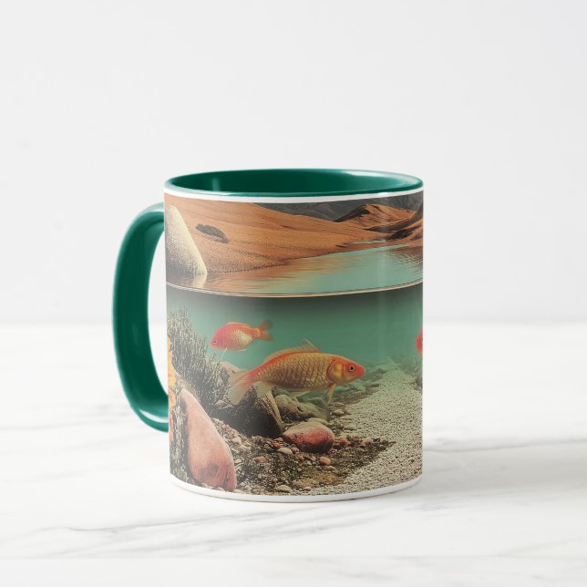 Surreal Desert and Lake with Goldfish Mug (Front Left)