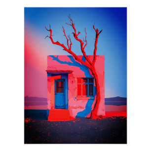 Surreal Desert House Wall Art – Minimalist
