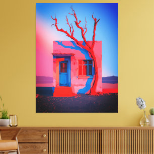 Surreal Desert House Wall Art – Minimalist