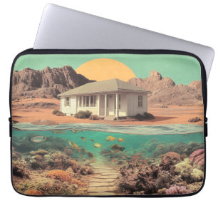 Surreal Desert House with Underwater Reef Laptop Sleeve