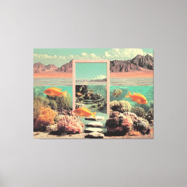 Surreal Desert Ocean with Door Canvas Print (Front)