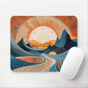 Surreal Desert Sunset Abstract Mouse Pad