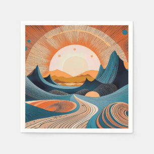 Surreal Desert Sunset Abstract Napkin