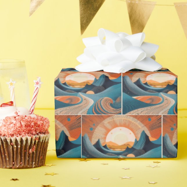 Surreal Desert Sunset Abstract Wrapping Paper (Birthday Party)