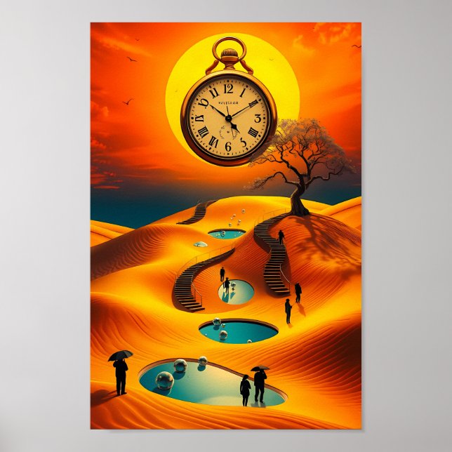 Surreal Desert Timekeeper Horizon Poster (Front)