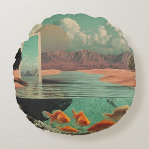 Surreal Doorway in Desert with Underwater Round Cushion