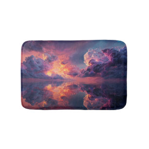 Surreal Dramatic Clouds With Fiery Sunset Bath Mat