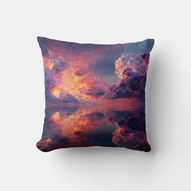 Surreal Dramatic Clouds With Fiery Sunset Cushion (Front)