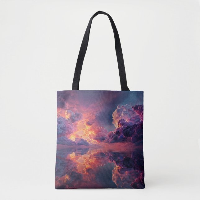 Surreal Dramatic Clouds With Fiery Sunset Tote Bag (Front)