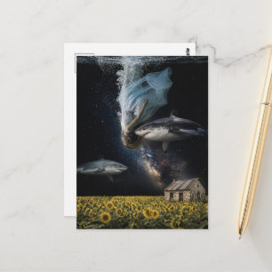 Surreal Dream Swimming With Sharks on the Prairie Postcard
