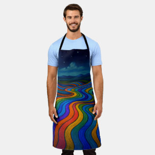 Surreal Dreamscape Moonlight Rainbow Land Apron