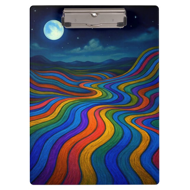 Surreal Dreamscape Moonlight Rainbow Land Clipboard (Front)