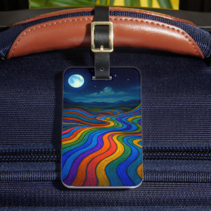 Surreal Dreamscape Moonlight Rainbow Land Luggage Tag
