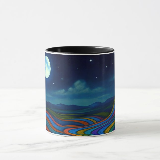 Surreal Dreamscape Moonlight Rainbow Land Mug (Center)