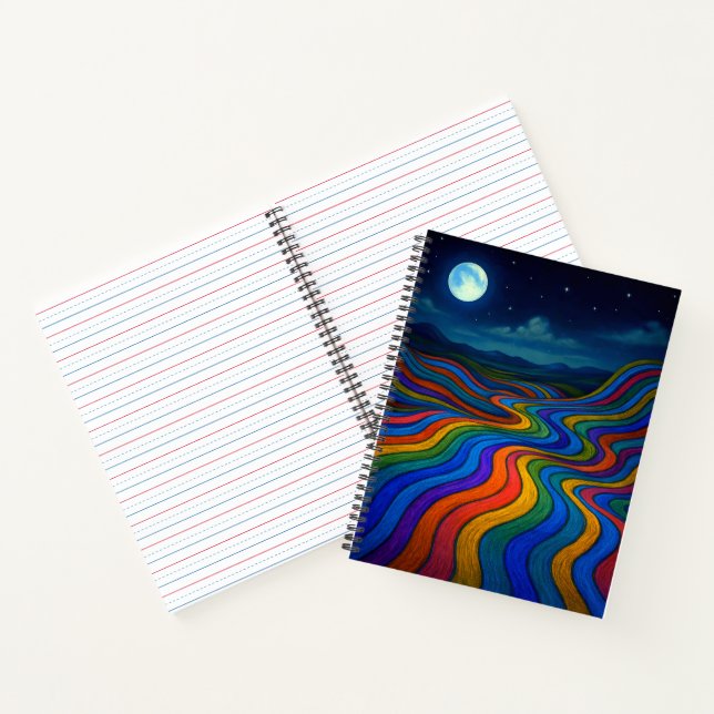 Surreal Dreamscape Moonlight Rainbow Land Notebook (Inside)