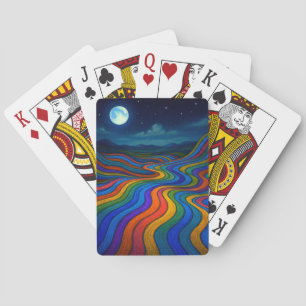 Surreal Dreamscape Moonlight Rainbow Land Playing Cards
