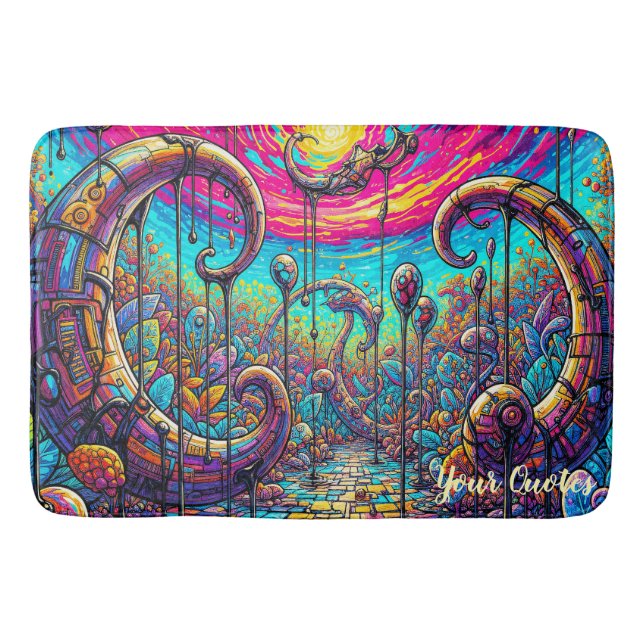 Surreal Dreamscape Portal Colourful Fantasy Bath Mat (Front)