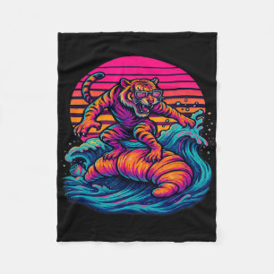 Surreal Dreamscape Surfing Tiger Adventure Fleece Blanket