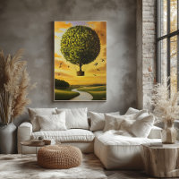 Surreal Dreamscape Tree Balloon Over Serene Land