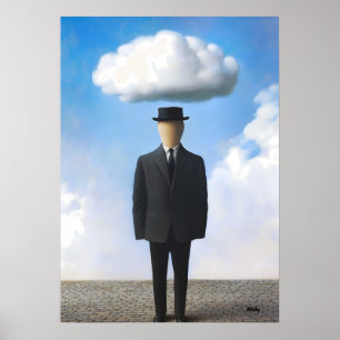 Surreal Dreamscape Wall Art - Faceless Man Cloud