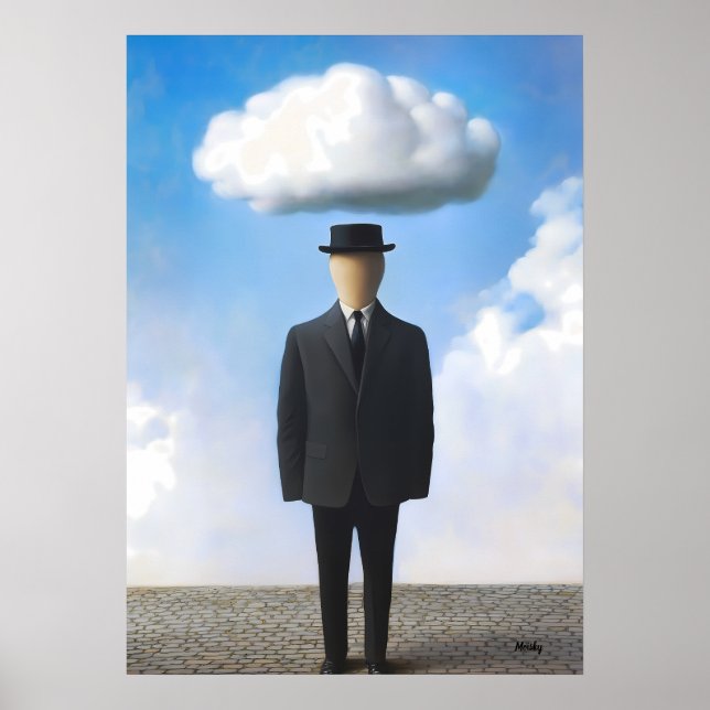 Surreal Dreamscape Wall Art - Faceless Man Cloud (Front)