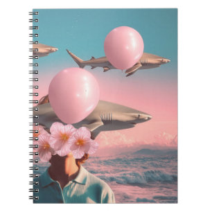 Surreal Dreamscape with Sharks and Balloons Notebook