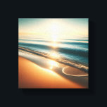 Surreal Ethereal Seafoam on Pristine Beach Canvas Print<br><div class="desc">A mesmerizing and surreal digital artwork featuring thick, cloud-like white seafoam covering the shoreline in soft, pillowy textures. A single, glowing turquoise wave rolls in under a bright, hazy morning sky, creating a peaceful and otherworldly coastal atmosphere. Perfect for calming bedroom decor, modern minimalist spaces, or zen-inspired art collections.</div>