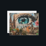Surreal Eye Looking at the City Postcard<br><div class="desc">A surreal blue eye looks into the city unique fantasy AI generated art</div>