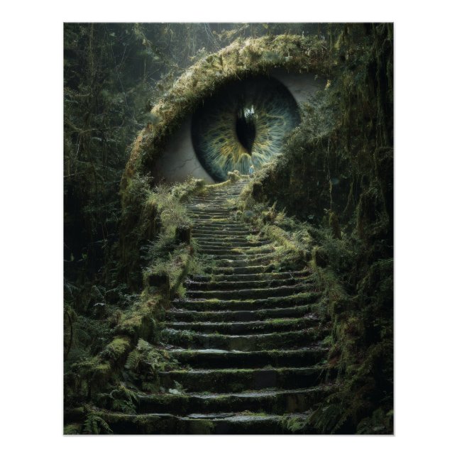 Surreal Eye Staircase Dark Fantasy Art Poster (Front)