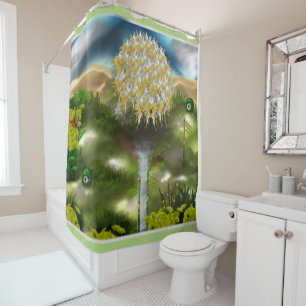 Surreal Eyes Dream of Dandelions Abstract Art Shower Curtain
