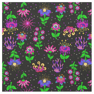 surreal eyes floral fantasy flowers whimsical fabric