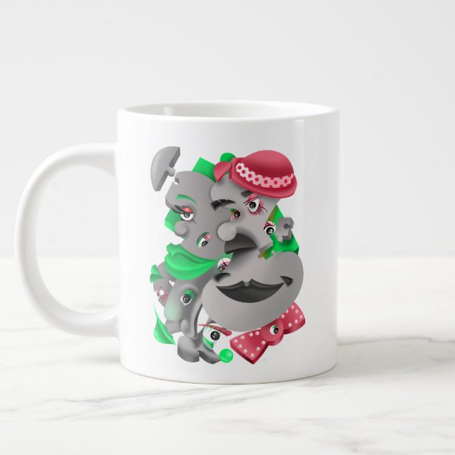  Surreal Faces  Bold & Artistic Large Coffee Cup (Left)