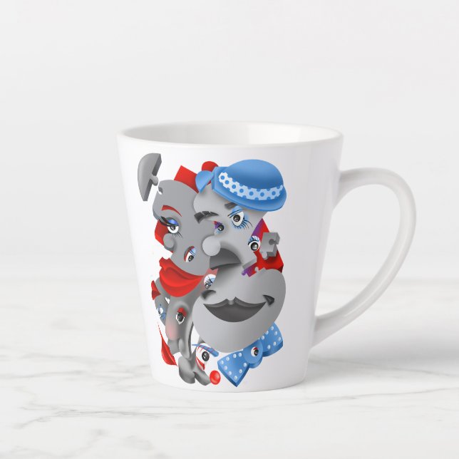 Surreal Faces Bold & Artistic  Latte Cup (Right)