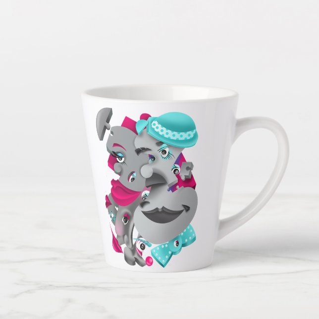 Surreal Faces Bold & Artistic  Latte Cup (Right)